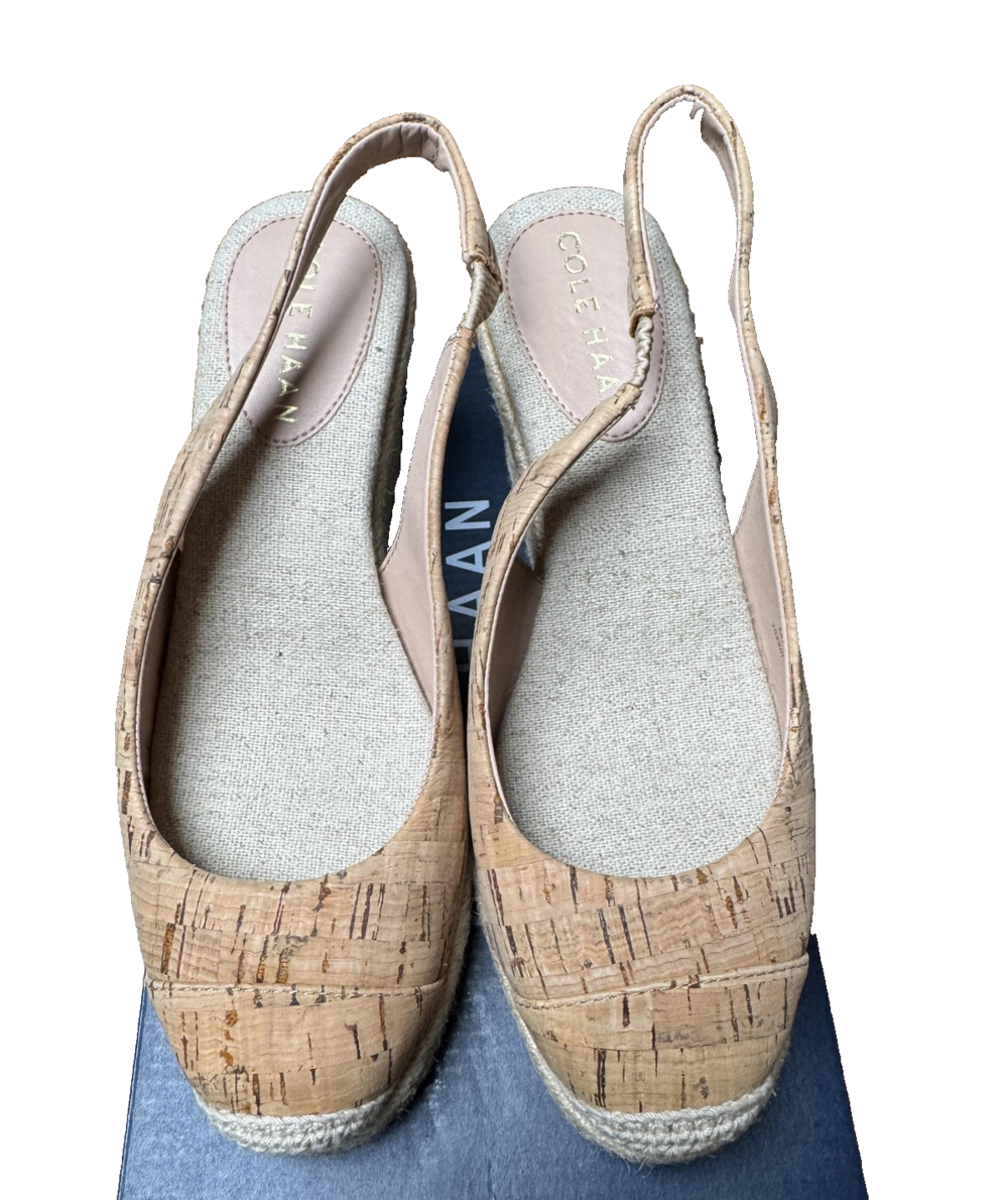 Cole Haan Shoes Womens Size 5.5 Cork Espadrille Wedge Slingback Sandals W28124